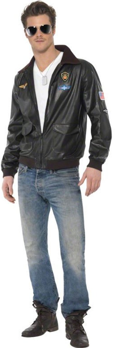 Piloot & Luchtvaart Kostuum | Top Gun Jas Man | Medium | Carnaval kostuum | Verkleedkleding